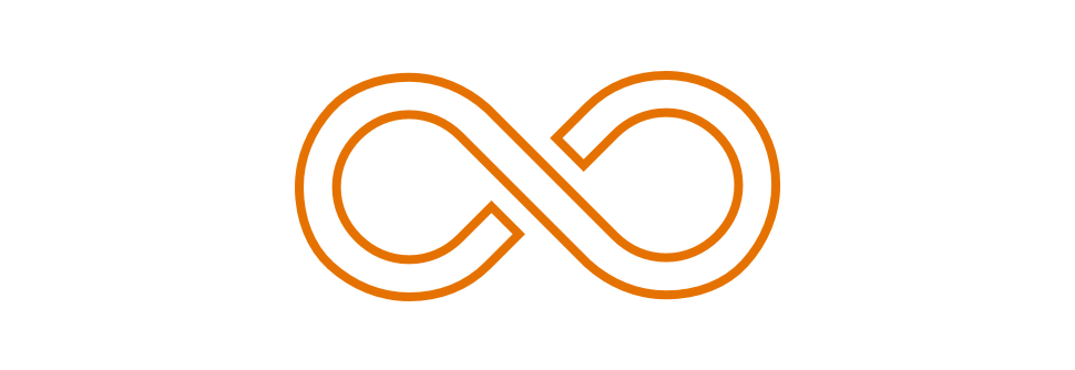 Orange infinity icon.