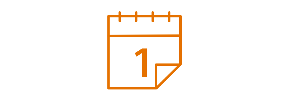 Orange calendar icon with number 1.