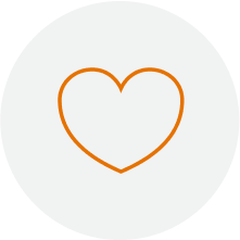 An orange icon of a heart.