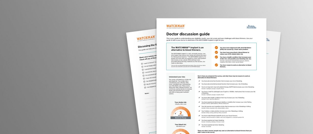 Screenshot of the WATCHMAN doctor discussion guide.
